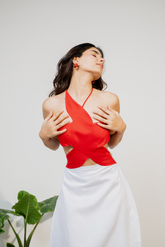 ROUGE RADIANCE Backless Dress